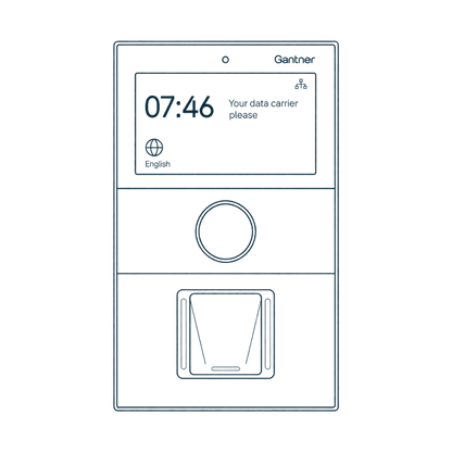 Gantner GT7.3326 Check-In Terminal Animation – LEGIC und Barcode Tischgerät Fitnessstudio