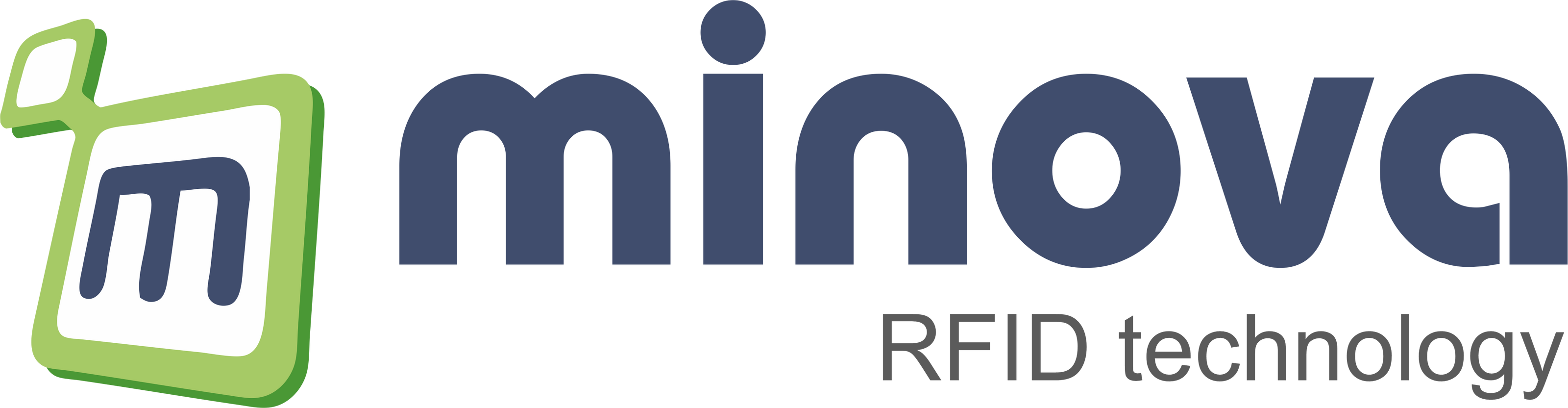 Vektorgrafik des Firmenlogos von minova in den Farben blau/grün