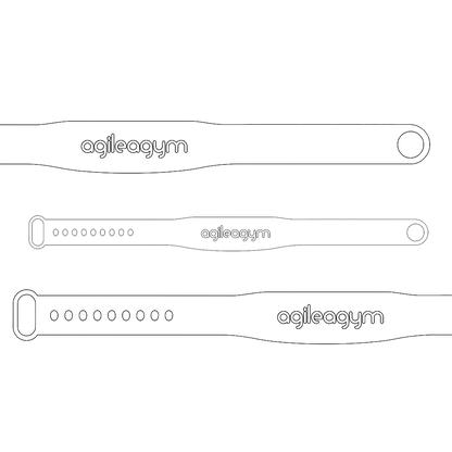 Vektor Grafik / Skizze von agilea gebrandeten RFID Silikon-Armbändern, welche übereinander lliegen