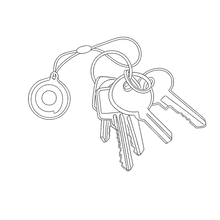 Vektor-Darstellung / Skizze eines Transponder-Schlüsselanhängers mit zusätzlich abgebildeten Schlüsseln in runder Form