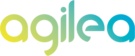 Vektorgrafik vom agilea Logo im Farbverlauf von gelb nach türkis