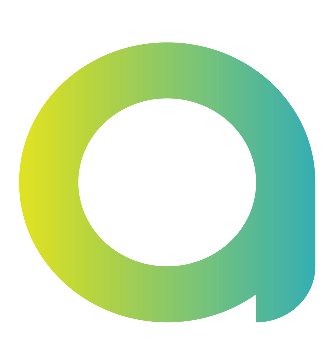 agilea Logo a in einem Farbverlauf von Gelb zu hell Türkis